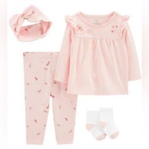 Carter's Baby Girls Top, Leggings, Socks and Headband, 4 Piece Set